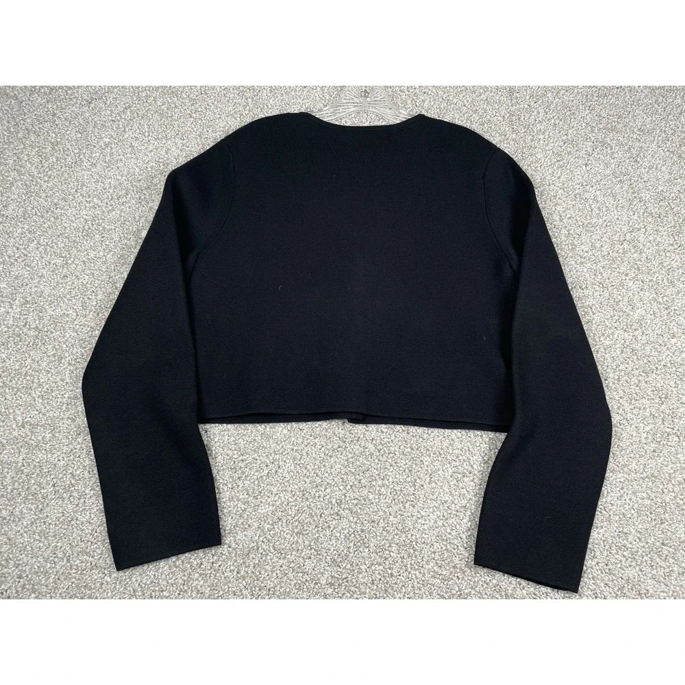 Aritzia Babaton Notable Cardigan Sweater Black Crop Knit Pockets Women Sz Large